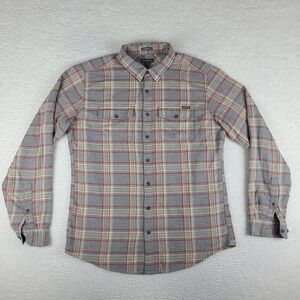 Eddie Bauer Flannel Shirt Mens TL Large Tall Brown Gray Blanket Soft Button Up